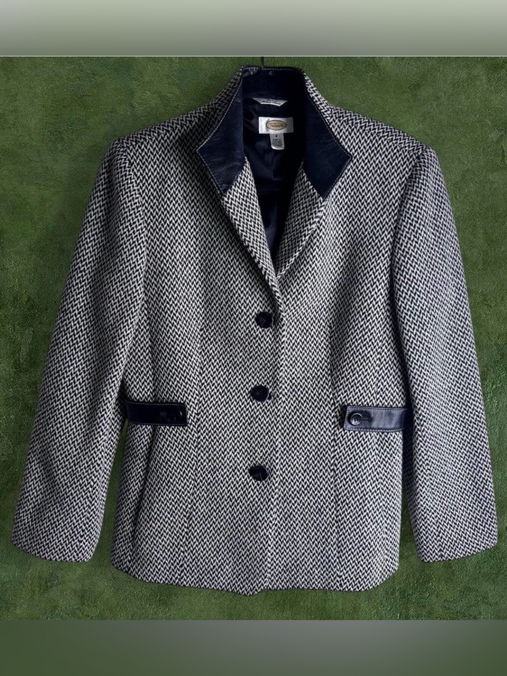 Vintage Talbots Women's Black and Grey Tailored-jackets